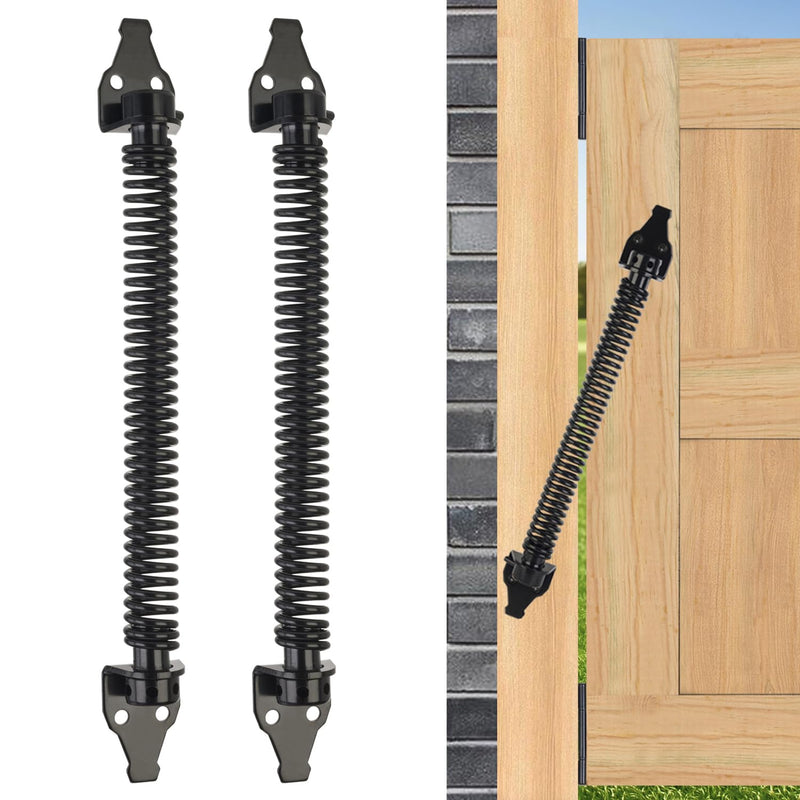 14" Gate Spring Self Closing Heavy Duty Door Springs to Close Door, Adjustable Tensioner Automatic Gate Closure, Gate Spring for Wooden Gate, Vinyl Fence, Steel Door(Black, 2 Pack) 14 Inch