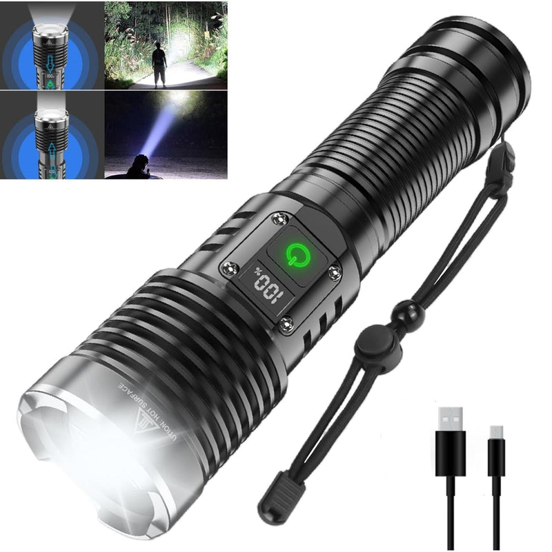 WINDFIRE Flashlights High Lumens Rechargeable, Super Bright LED Flashlight, Powerful Tactical Flashlights, Brightest Waterproof Zoomable Handheld Flash Light High Powered for Camping Emergencies L-8066
