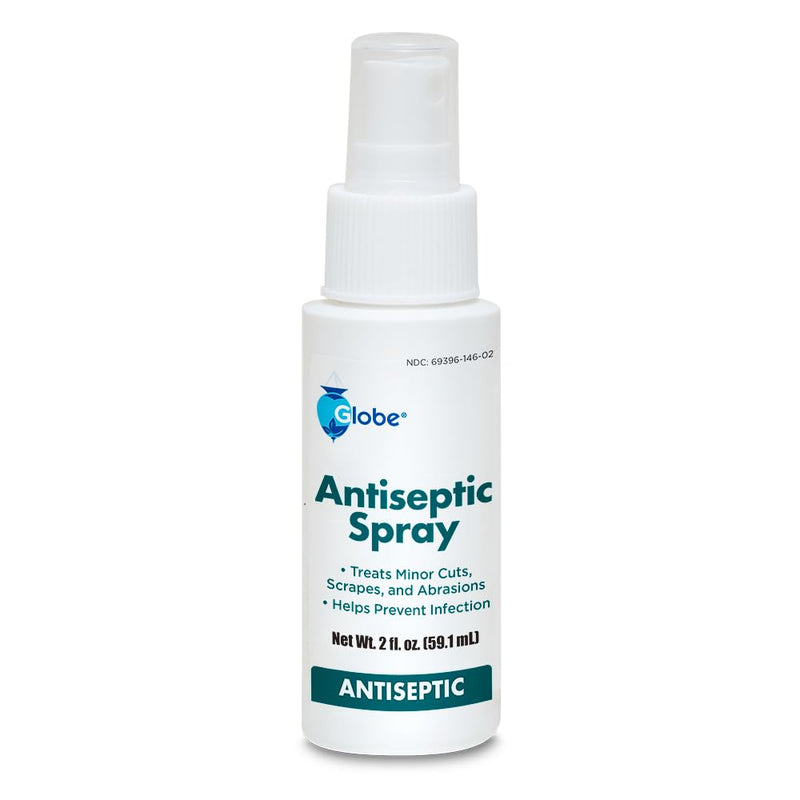 Globe First Aid Antiseptic Spray, Wound Cleaner, Benzalkonium Chloride for Minor Cuts, Scrapes and Burns, 2-Ounce (1) 1