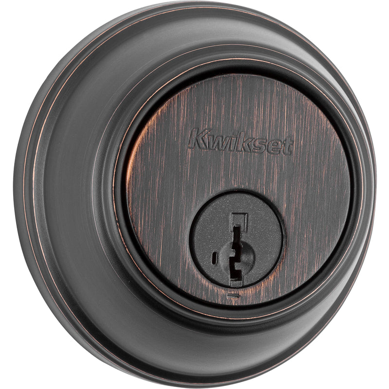 Kwikset 817 Deadbolt Lock, Venetian Bronze Round Exterior Keyed Front Entry Door, Pick Resistant SmartKey Rekey Security, Single Cylinder Dead Bolt, with Microban Protection Traditional New