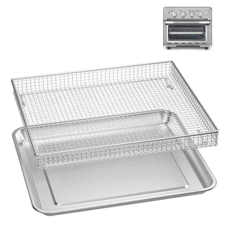 Stainless Steel Baking Tray Pan and Air Fryer Basket Compatible with Cuisinart Airfryer TOA-060 and TOA-065 (with Cuisinart TOA-060 and TOA-065) with Cuisinart TOA-060 and TOA-065