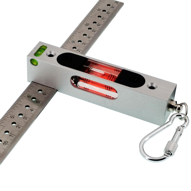 UMEI Equipped with Double-Sided Calipers, Chain Buckle for Easy Portability, Adjustable Liquid Level Gauge with Rectangular Holes, Luminescent Band Magnet Level (red) red