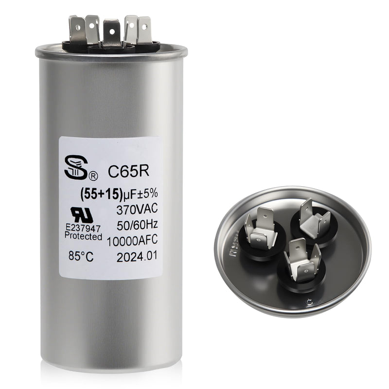 3314471.017 RV air Conditioning Capacitor is Compatible with Dometic 55/15 MFD 55+15 uF±6% 370/440V AC Capacitor Repair kit, Suitable for AC Motors or Heat Pump air conditioners.