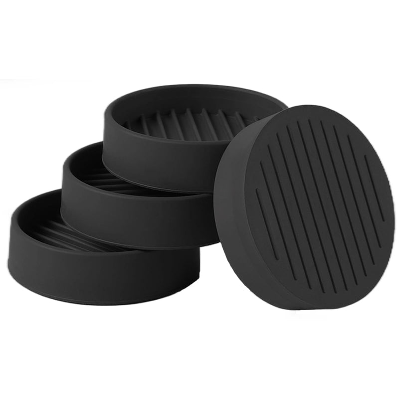 2x2 Round Rubber Furniture Caster Cups, Anti-Sliding Furniture Pads Bed Stopper Floor Protectors with Grip - Protect Any Flooring 2"x2" 4 Pcs Black