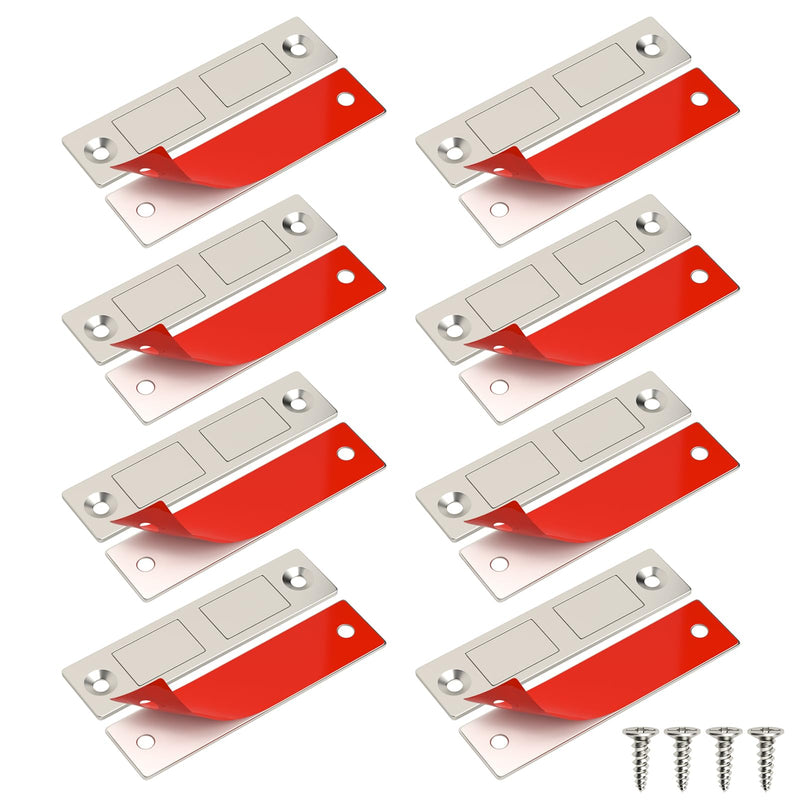 Cabinet Magnet Jiayi Door Catch, 8 Pack Ultra Thin Cabinet Door Magnetic 30 LB Kitchen Drawer Magnets Closures, Door Magnetic Catch Cupboard Double Magnets Latch for Wardrobe Closet Door Closing Sliver