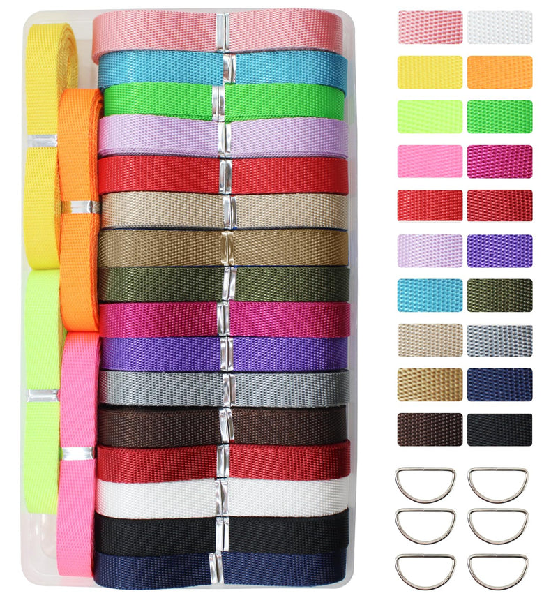 ZHFMILY 3/8 inch Nylon Webbing Strap Flat Heavyweight Webbing Cloth Fabric Strapping for Handbag, Indoor&Outdoor Gear, Pet Collars, DIY Projects, Crafts, Sewing 50 Yards 40 Yards Multi-color