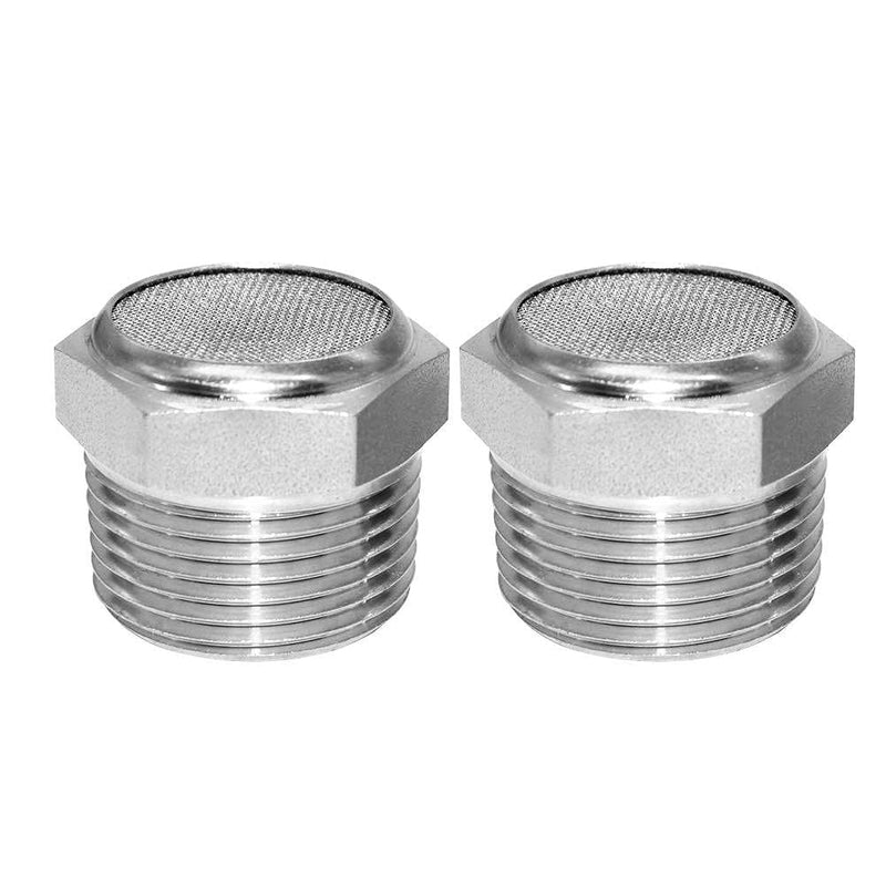 Beduan 316 Stainless Steel Air Pneumatic Mufflers 1/2 NPT Male Thread Sintered Exhaust Muffler Silencer Flat (Pack of 2) 1/2" NPT