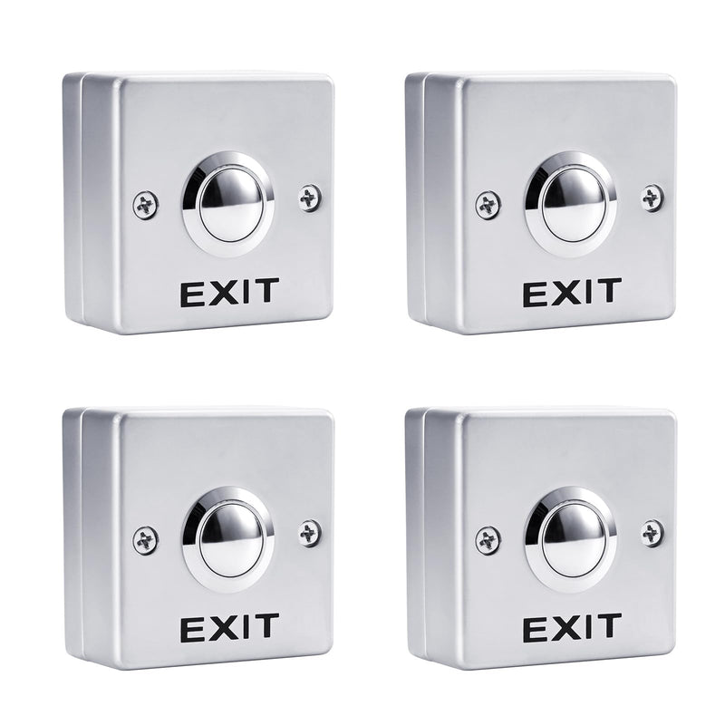 Push to Exit Button for Door Access Control System Zinc Alloy Shell NO/COM Output Square Shape 4pcs Z53 4PCS