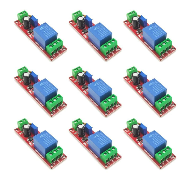 NE555 DC12V 0 to 10 Second Delay Timer Relay Switch Adjustable Module Compatible for Arduino (9 Pack)
