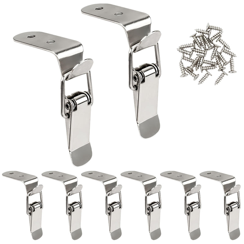 Lesnala 8 Pcs Stainless Steel 90 Degree Spring Toggle Lock Generic Latch with Mounting Screws for Box Cabinet Door Barn Wooden Case Toolboxes