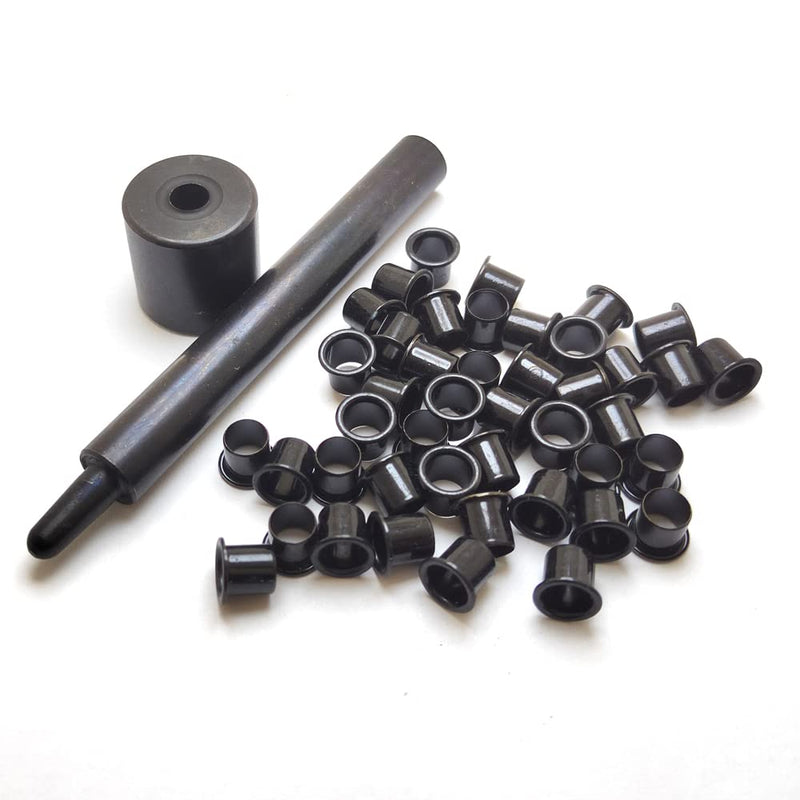 1 Tools + 100pcs Holster Rivets 7.9mm (.267 Length Under Flange x 1/4" Outside Diameter) Brass Eyelets Rivets for 0.08" Kydex Holster Making (Black Color)