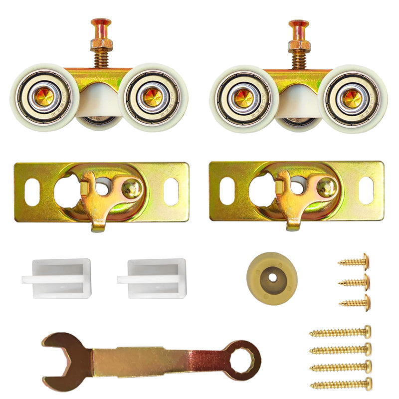 2 Pack Pocket Door Frame Roller,Sliding Pocket Door Top Hanger Rollers Uesd for Johnson Part #1125 & #1500 Hardware Kit, 1" Nylon Ball Bearing Wheels, 200lbs Weight Capacity 1'' (no Rail)
