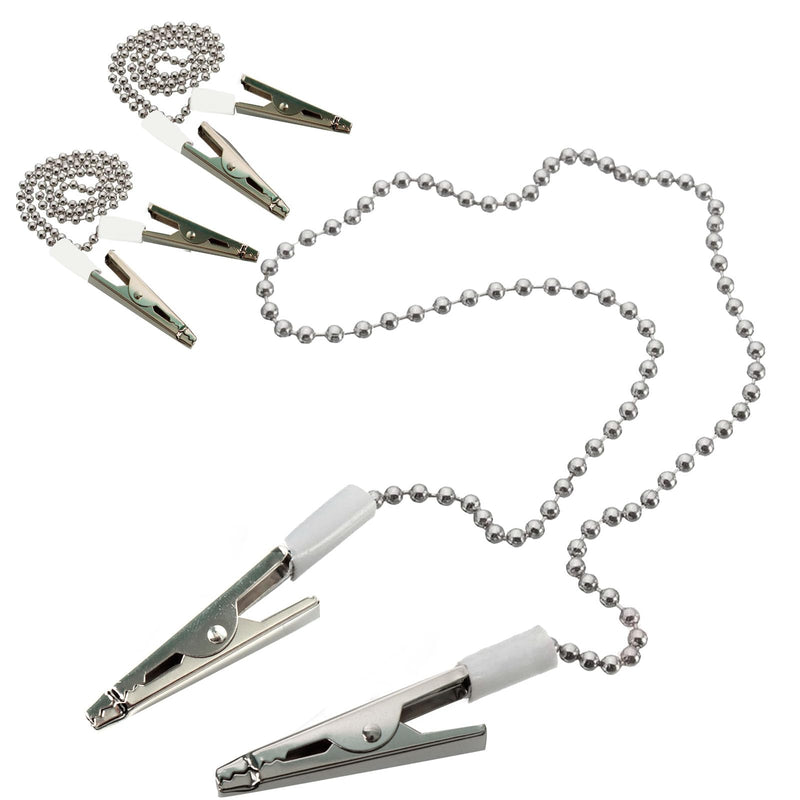 Dental Bib Ball Chain with Clips on Both Ends (Pack of 3), Napkin Holder Adjustable Tattoo Bibs Holder, Light & Portable - Length 18.9",Silver Silver