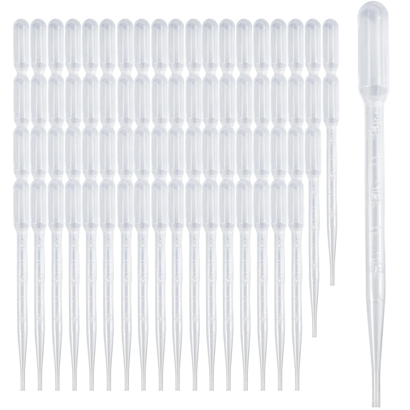 100 PCS 3ML Pipette Dropper - Disposable Plastic Dropper Pipette for Accurate Liquid Transfer, Excellent Suction, Pipettes for Essential Oils, Resin, Crafts, Labs, Kids Activities, DIY Art