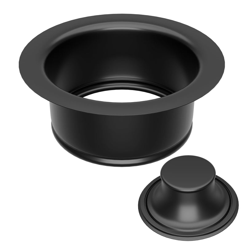 Kitchen Sink Garbage Disposal Flange and Stopper,Sink Drain Flange with Stopper for Garbage Disposal Stainless Steel Fit Universal 3-1/2 Inch Standard Sink Drain Opening Matte Black Height 1-3/4