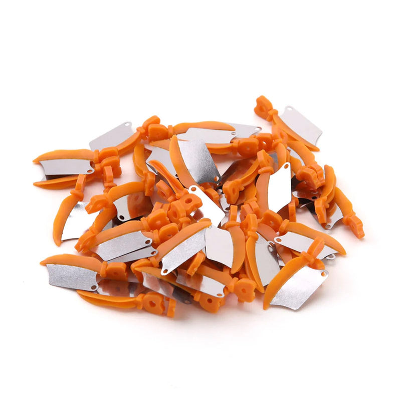 40Pcs/Box Dental Wedge Knife Teeth Interproximal Plastic Wedge Stainless Steel Plate (Orange, Medium) M, 10.5 X 5.5mm