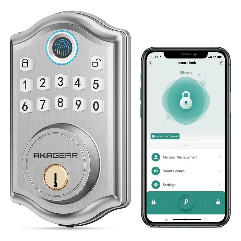 DS10 Pro Keyless Entry Door Lock with APP Control - Fingerprint Electronic Keypad Door Lock, Smart Locks for Front Door, Auto-Lock & One Touch Locking with Bluetooth - Satin Nickel