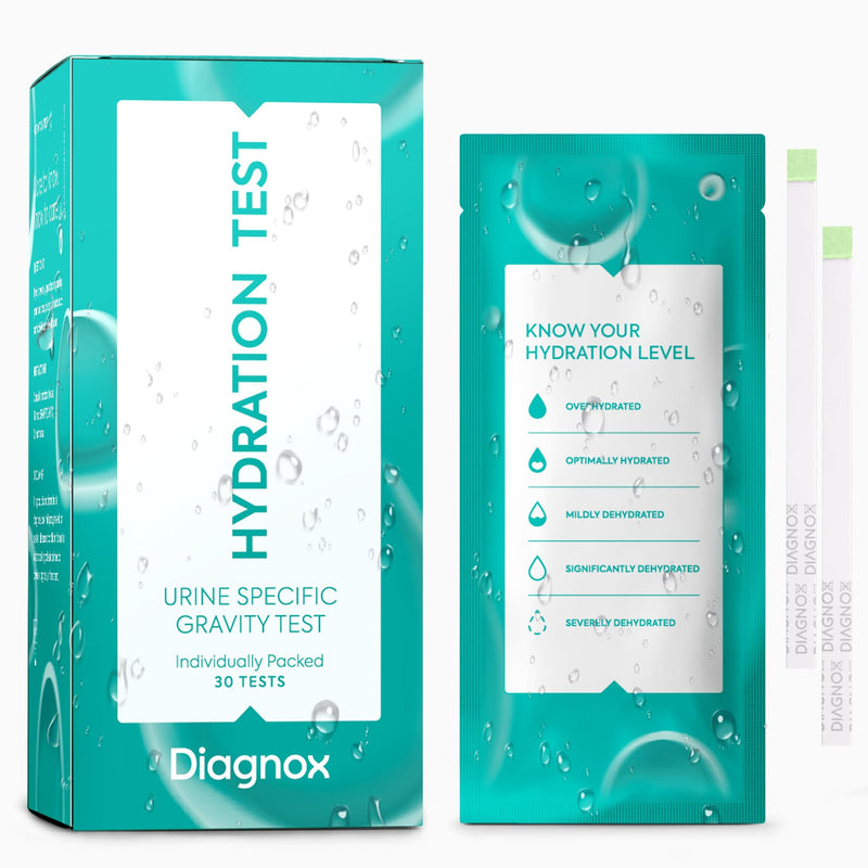 DIAGNOX Hydration Urine Test Strips - Urine Specific Gravity Test Strips for Accurate Hydration Monitoring - Individually Packaged and Clinical Grade [30 Tests]