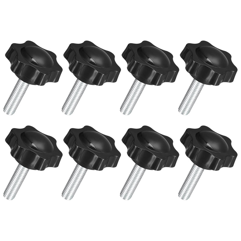 uxcell 8Pcs M8 x 30mm Star Knobs, Plastic Hex Shaped Clamping Knob Screw Hand Tightening Replacement Knob for Umbrella Base Replacement knob