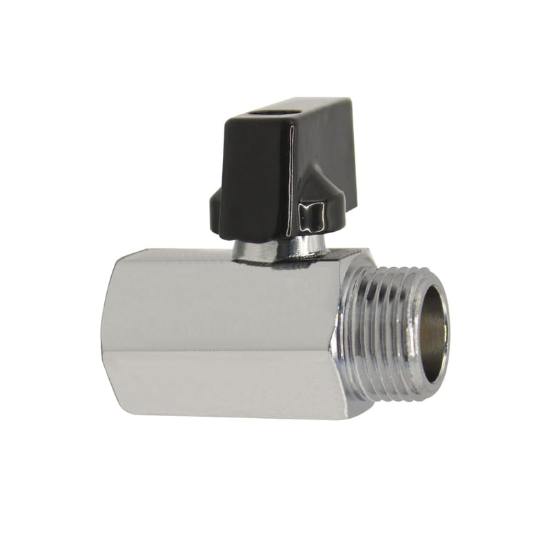 Showerhead Shut Off Valve Brass Chrome Plating Mini Ball Valve 1/2" NPT Female x 1/2" NPT Male Thread Water Flow Control Valve Regulator Chrome Shower Head Flow Control Valve