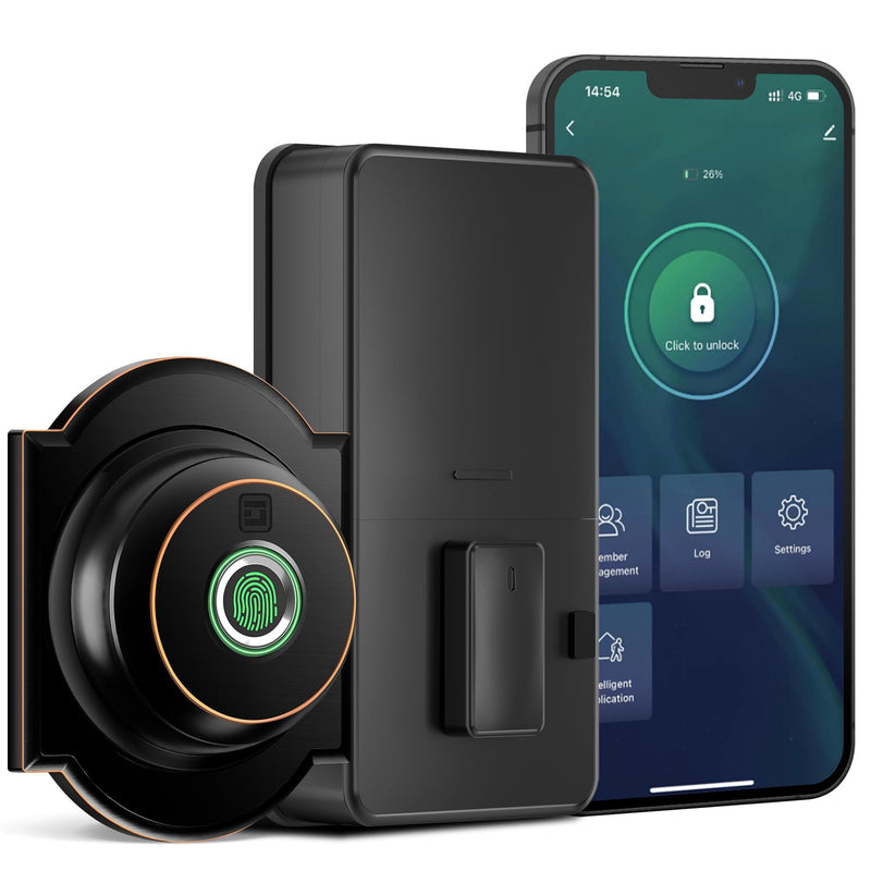 GeekTale Fingerprint Deadbolt with App, Smart Deadbolt Lock for Front Door, Keyless Entry Door Lock, Biometric Dead Bolt, Electronic Door Knob Black- Peltate