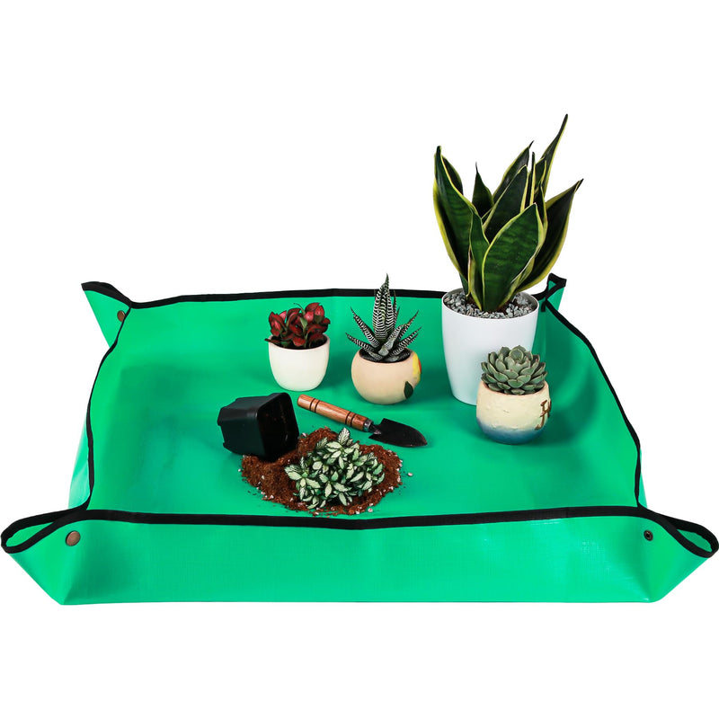 Herda 29.5" x 29.5" Potting Mat for House Plants Transplanting and Control Mess,Portable Gardening Mat Thick Foldable Indoor Portable Tray Succulent Planting Potting Mat Garden Gifts for Women Men Medium 29.5" X 29.5" Green