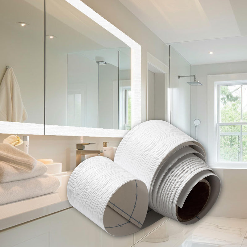 White Wood Grain Wallpaper Border (3.9" x 393.7", 10cm x 10m, Rough Wood Texture) Self Adhesive Removable Waterproof Peel and Stick Wall Edging Mirror Framing Wall Décor Made in Korea White 3.9" x 393.7"