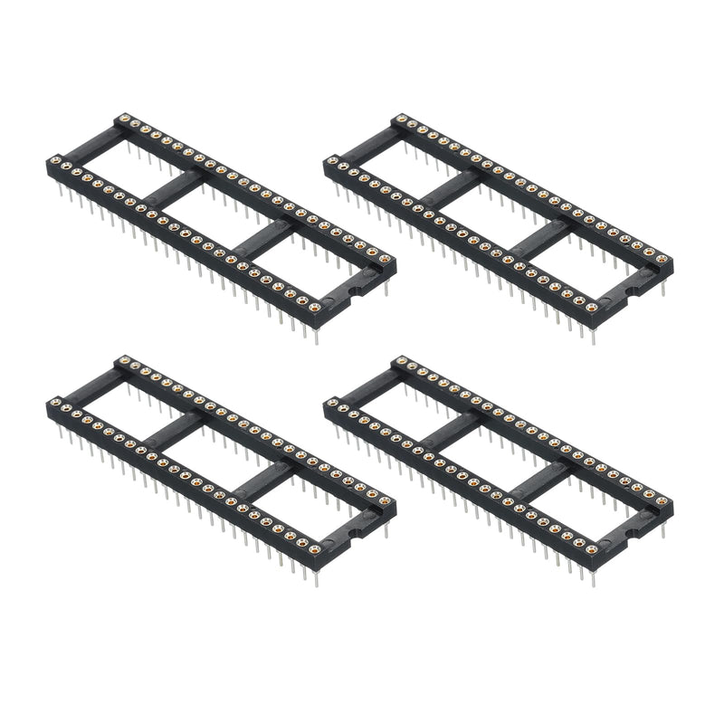 MECCANIXITY 4pcs DIP IC Chip Socket Adapter Round Pin 48P 2.54mm Pitch IC Socket for PCB Board Chip, 15.2mm Black