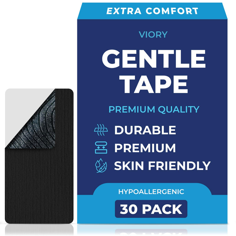 VIORY Gentle Tape (30 Pack) - Pain Free Removal, Hypoallergenic, Latex Free & Gentle On Skin - Skin Friendly Adhesive Cotton Tape
