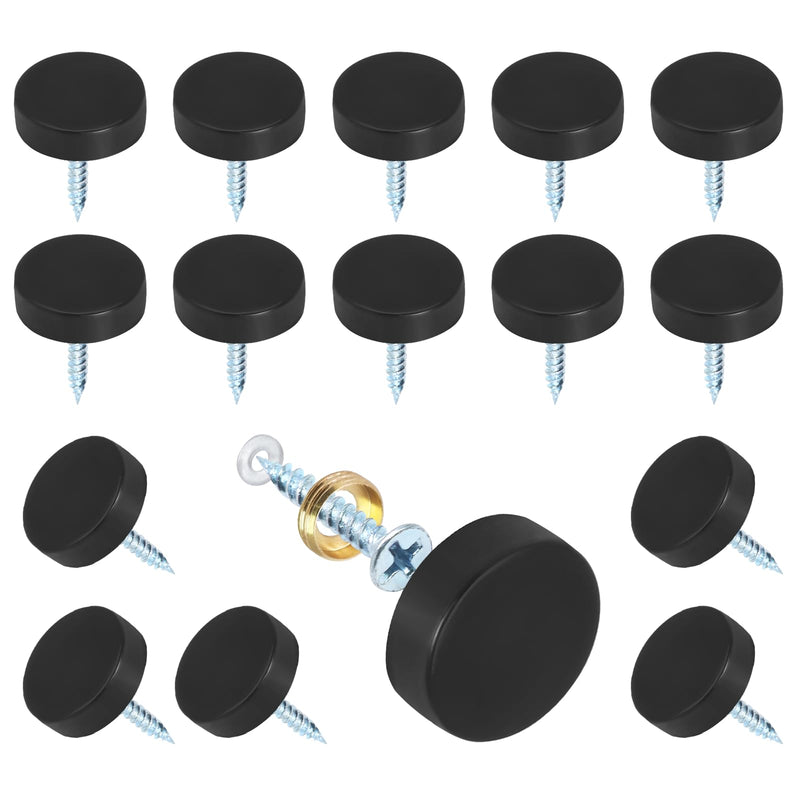 20 PCS Screw Covers Caps, 16mm/0.64" Dia Decorative Mirror Screws Cap Nails, Stainless Steel Sign Holder Advertising Nails Fasteners Cover Nails(Black) Black
