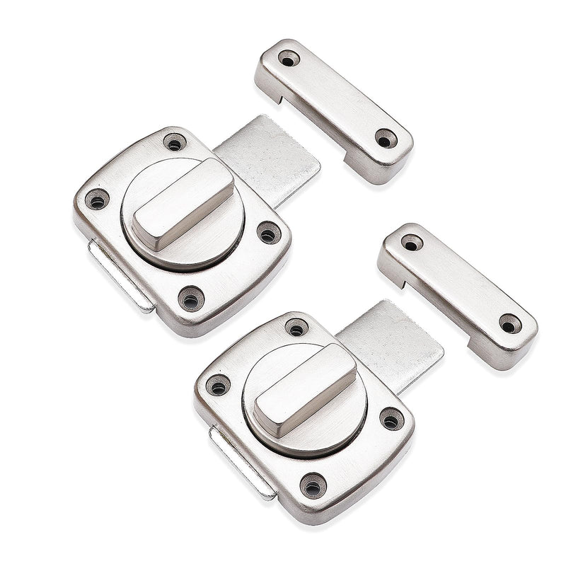Generic 2 Packs Rotate Bolt Latch Gate Latches Safety Door Lock Double Sided Gate Hardware Door Lock Latch for Cabinet Garages (Silver, Large Size) Silver