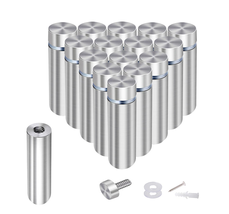 Osring 1/2” Dia x 2 2/5” L Standoffs Screws for Acrylic, Silver Sign Standoff Wall Mounts Hardware 16 Pack, Stainless Steel Advertising Nails for Glass Board and Signage 1/2" x 2-2/5"