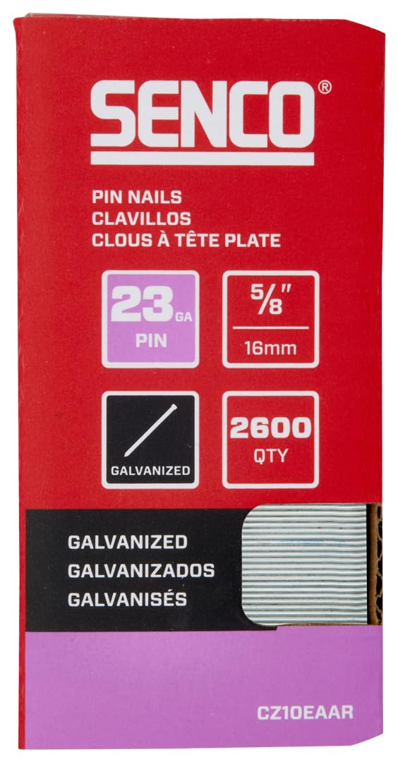 SENCO CZ10EAAR 5/8" 23 Gauge Pin Nails, Galvanized Finish 2,600 Count Pack
