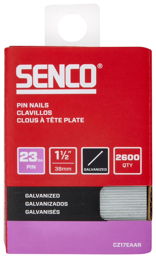 SENCO CZ17EAAR 1-1/2" 23 Gauge Pin Nails, Galvanized Finish 2,600 Count Pack