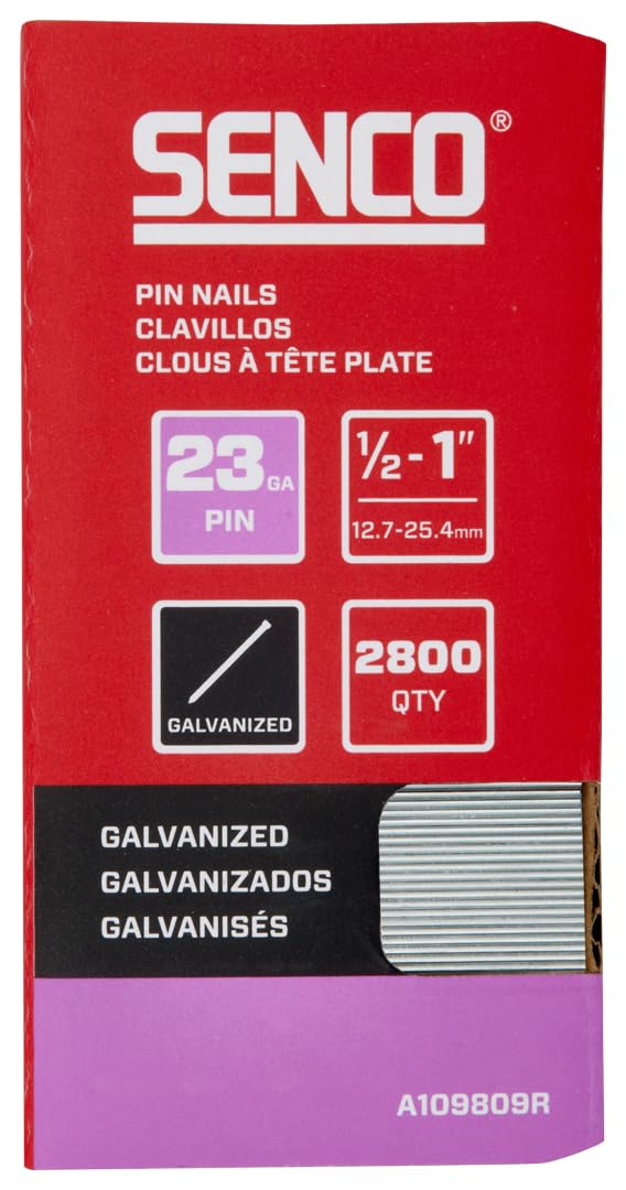 SENCO A109809R 1/2" - 1" 23 Gauge Pin Nails, Galvanized Finish 2,800 Count Pack