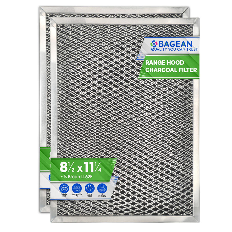 Range Hood Filter 8.50" x 11.25" for LL62F Combo Charcoal Grease Filter - Ductless Broan Range Hood Filter Replacement - Metal Mesh Screen Filters Grease and Carbon Freshens Kitchen Stove Air (2) 2