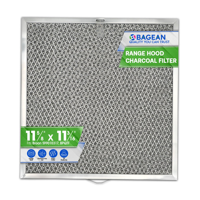 Range Hood Filter Replacement 11.6” x 11.2” BPQTF S99010317 Broan Charcoal Grease Filter Combo - Ductless Stove Vent Filter - Metal Mesh Blocks Grease and the Carbon Filters Kitchen Oven Air 1