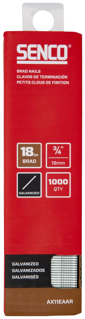 SENCO AX11EAAR 3/4" 18 Gauge Brad Nails, Galvanized Finish 1,000 Count Pack