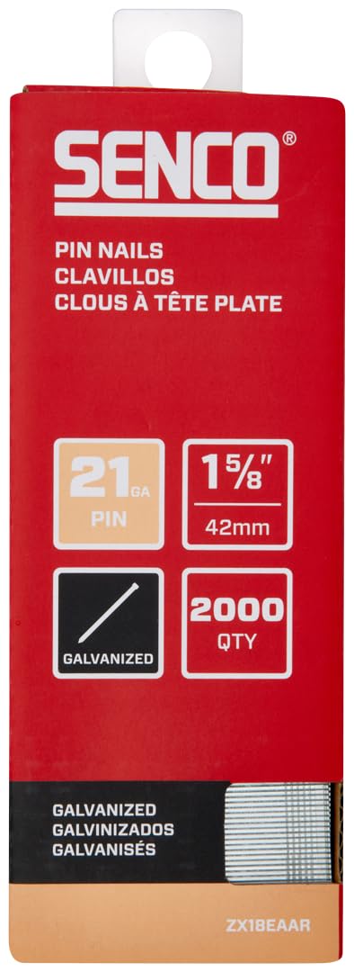 SENCO ZX18EAAR 1-5/8" 21 Gauge Pin Nails, Galvanized Finish 2,000 Count Pack