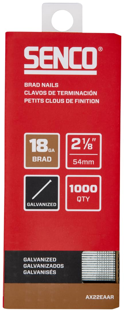 SENCO AX22EAAR 2-1/8" 18 Gauge Brad Nails, Galvanized Finish 1,000 Count Pack