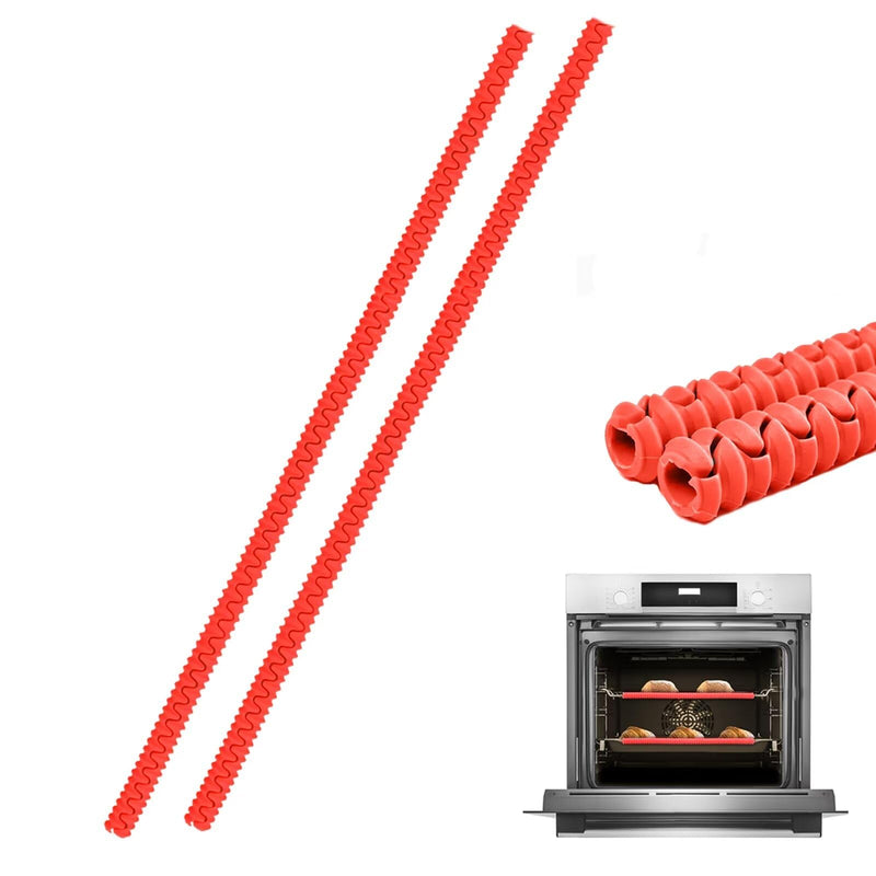 Extra Long 22 inch Silicone Oven Rack Shields Guards Oven Rack Protectors Prevents Hand and Arm Burns, Heat Resistant,Silicone, 2pcs,Red Red