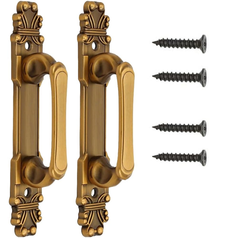 European Style Barn Door Handle Antique Door Pull Handle Metal Sliding Door Handle for Cabinet Hardware Drawer Cupboard Accessory (4 Pack) 4