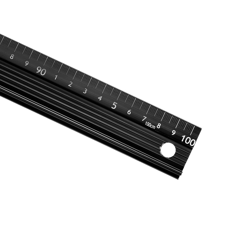 Raised Grip Metal Ruler - [100cm ] Aluminum Alloy Precise Measurement Cutting Straight Protective Ruler Ruler Black for Office Measure Cut Drawing Use, 1mm Precision 100cm