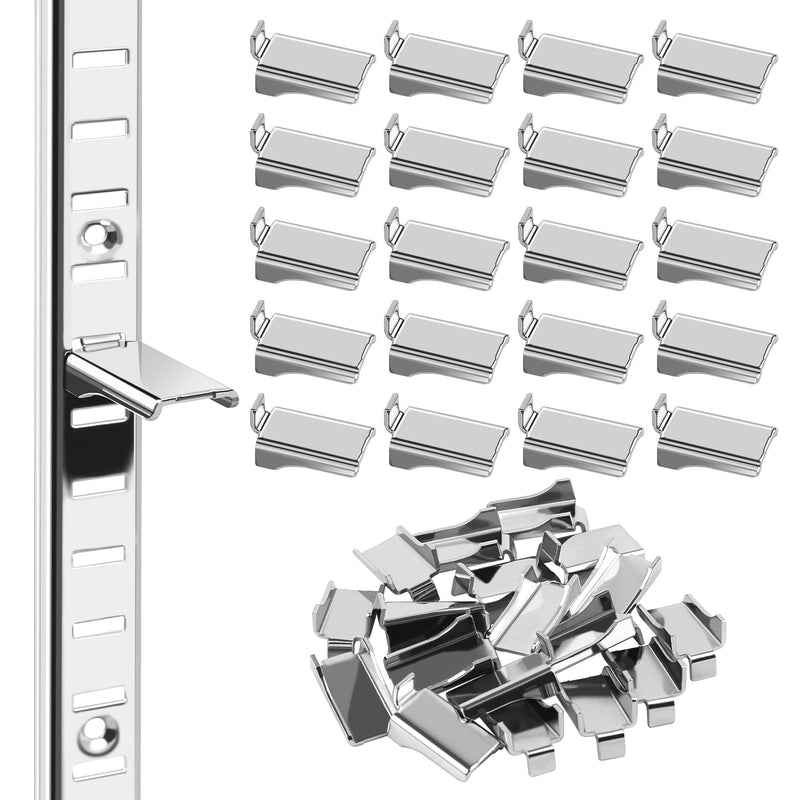 Shelf Support Clips Metal Shelf Clips for Adjustable Shelf Brackets Metal Shelving Kitchen Study Partition Cabinet Heavy Duty Stainless Steel Shelf Clips Silver 20 Pcs