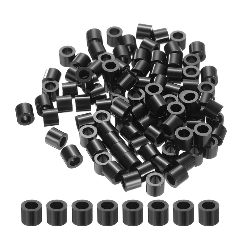 uxcell 100pcs Nylon Round Spacers 4mm ID, 7mm OD, 6mm Height Screws Spacers Without Threaded, Plastic Spacer for M4 Screws, Black