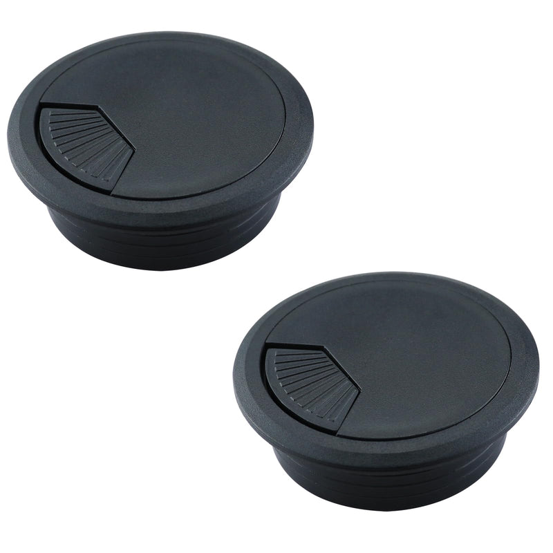 [2 Pack] Desk Grommet 2 Inch Sturdy Plastic Desk Hole Cover for Cables Detachable Desk Hole Grommet for Organizing Home & Office Table Cables - Black 2 Inch-2pcs-ABS