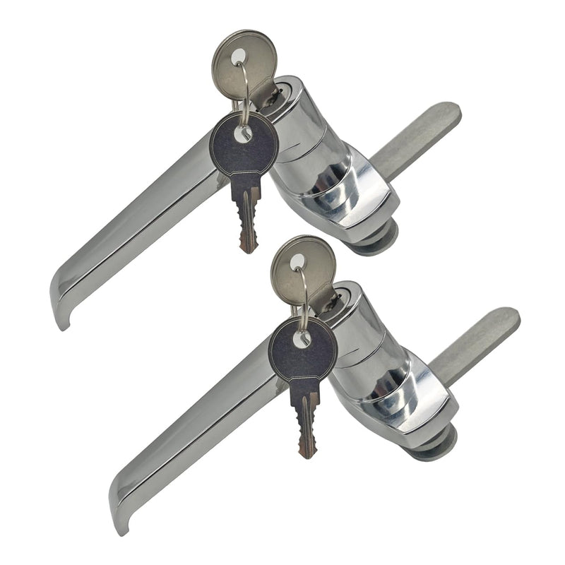 2 Sets Level Handle Cam Lock,L-Type Locking Door Handle,Cabinet Handle Lock Chrome (PX058 Left) PX058 Left