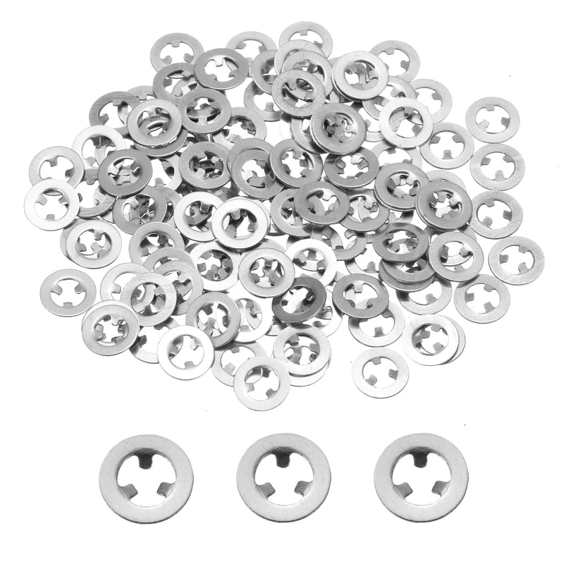 uxcell 120pcs Internal Tooth Washers M2 Push on Retaining Clips Quick Speed ing Washers, 304 Stainless Steel Push Nuts Silver Tone 120