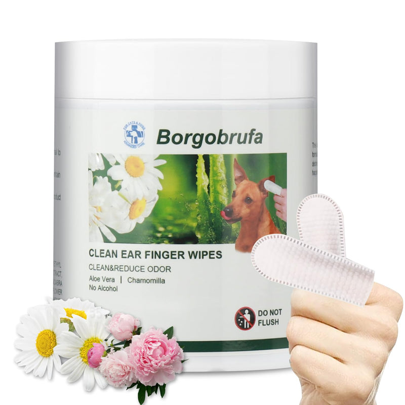 Dog Ear Finger Wipes, Pet Ear Cleaner Wipes Disposable Natural Ear Relief Cleaning Pads Finger Sleeves for Dog Cat Remove Earwax Odor Soothe Ear Itching and Infection, Cat Ear Wipes, 55 Pcs - PawsPlanet Australia