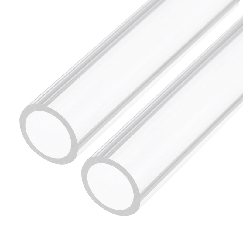 12" Clear Plastic Rigid Pipe 12mm x 16mm(1/2" x 5/8") Acrylic Tube Round Polycarbonate Tubing, [for Plumbing, Hydraulics, Aquarium, DIY] - 2Pcs 1/2" x 5/8"